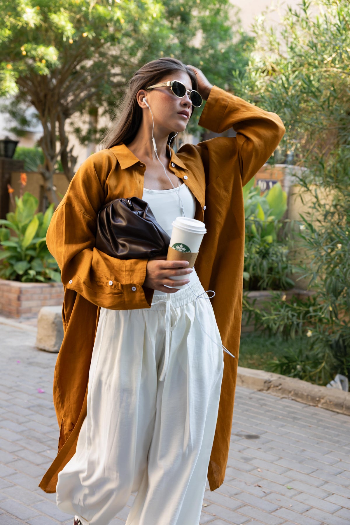 The Signature Shirt Dress in (camel)