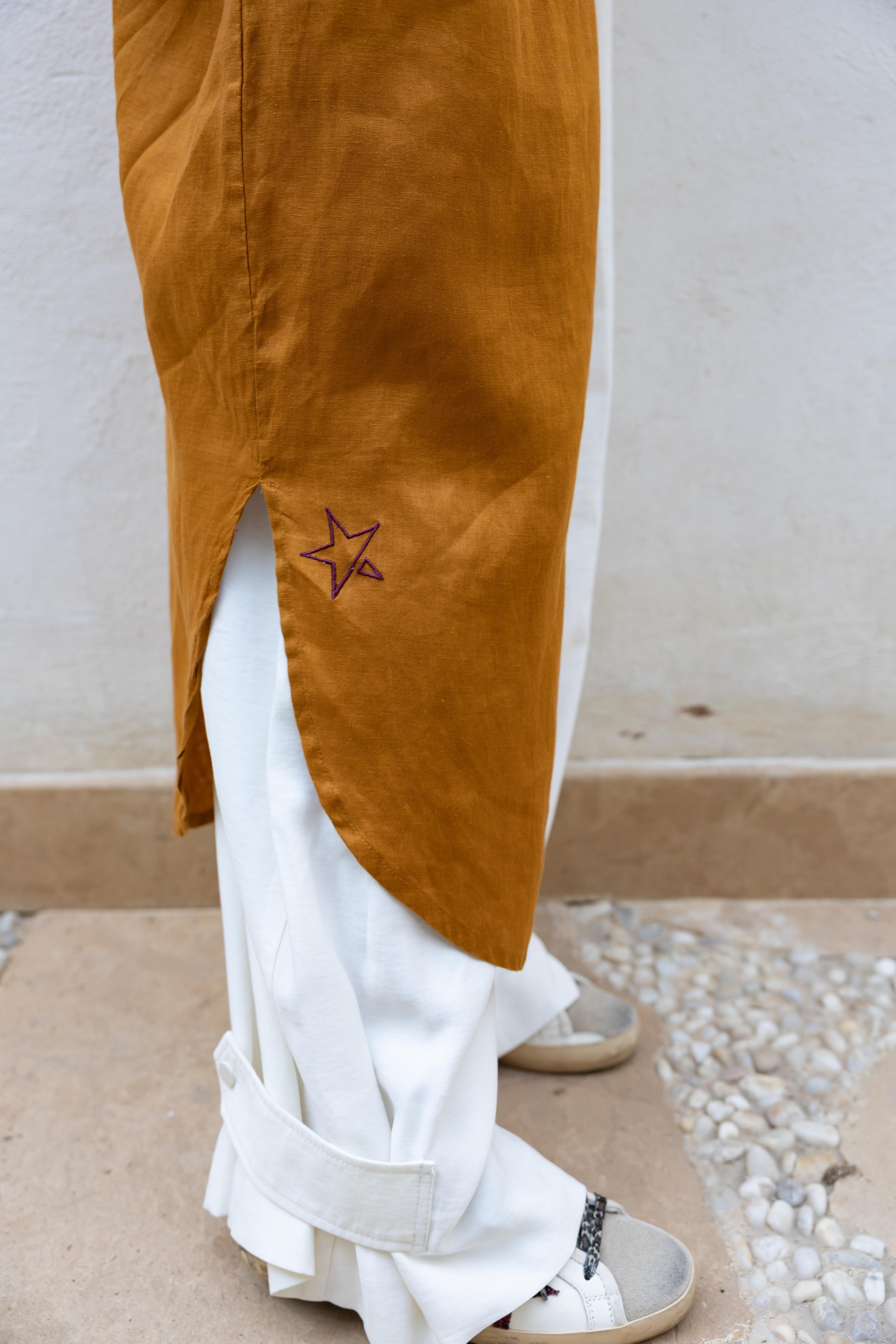 The Signature Shirt Dress in (camel)