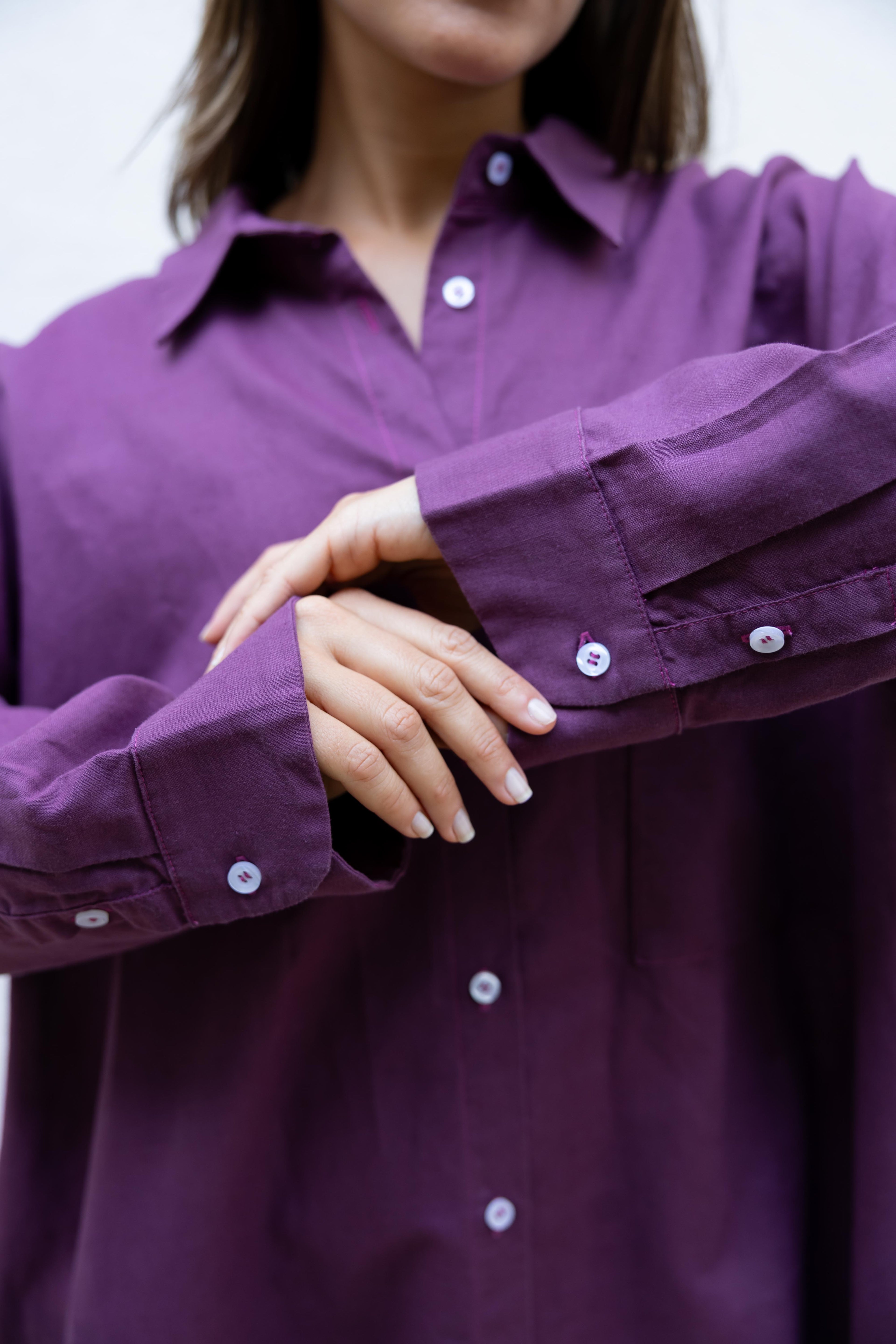 The Signature Shirt Dress in (purple)
